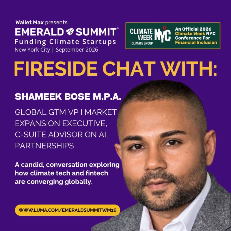Emerald Summit fireside chat card, Climate Week NYC
